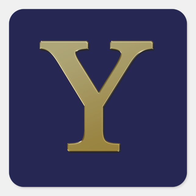 Letter Y Gold Square Sticker (Vorderseite)