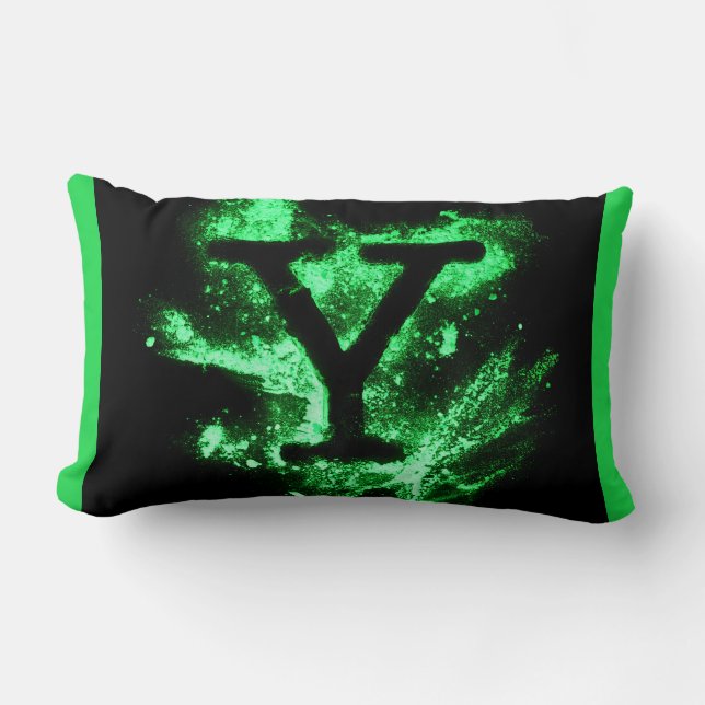 Letter Y Green Hauptstadt Alphabet Lendenkissen (Vorderseite)