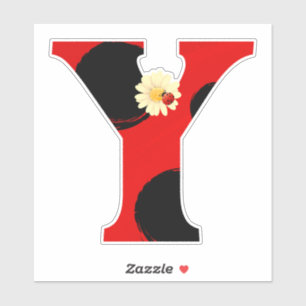 Letter Y Ladybug Print with Ladybug and Blume Aufkleber