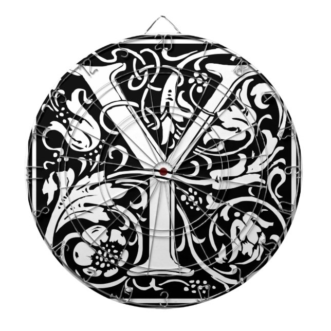Letter Y Medieval Monogram Art Nouveau Dartscheibe (vorne)