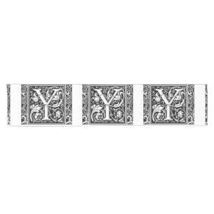 Letter Y Medieval Monogram Art Nouveau Kurzer Tischläufer