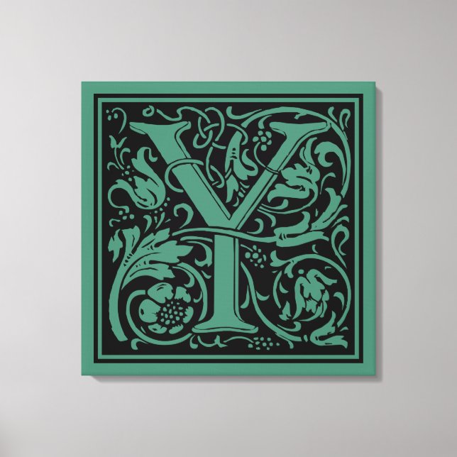 Letter Y Medieval Monogram Art Nouveau Leinwanddruck (Vorderseite)