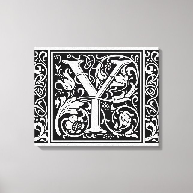 Letter Y Medieval Monogram Art Nouveau Leinwanddruck (Vorderseite)