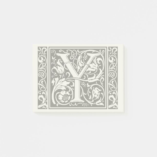 Letter Y Medieval Monogram Art Nouveau Post-it Klebezettel (Vorderseite)