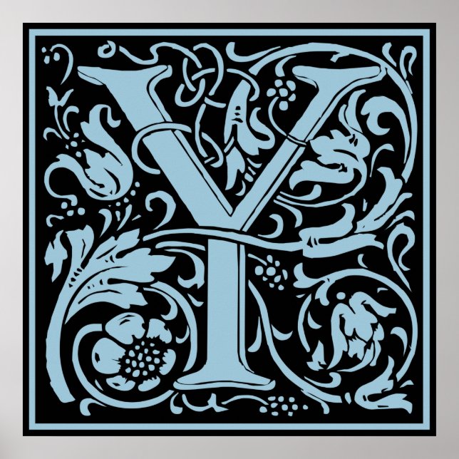 Letter Y Medieval Monogram Art Nouveau Poster (Vorne)