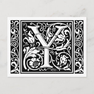 Letter Y Medieval Monogram Art Nouveau Postkarte