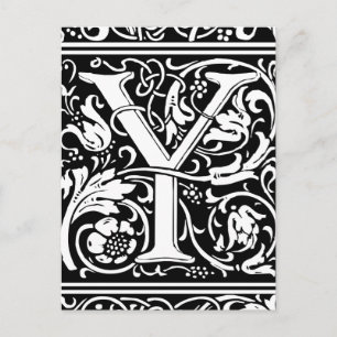 Letter Y Medieval Monogram Art Nouveau Postkarte