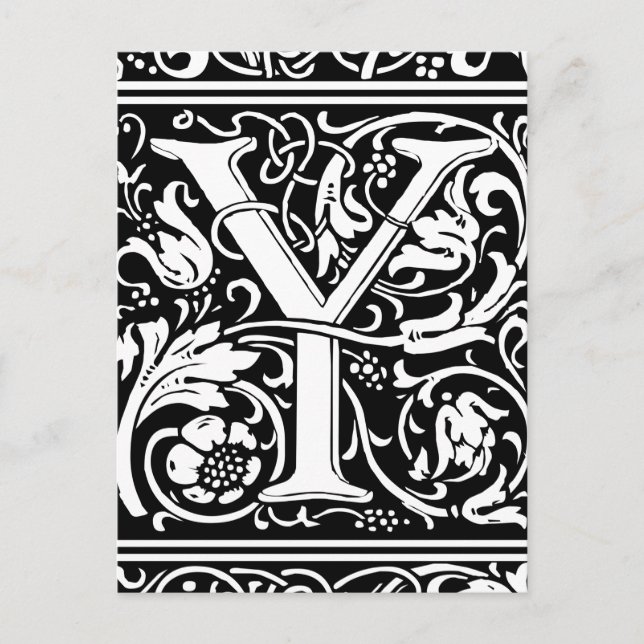 Letter Y Medieval Monogram Art Nouveau Postkarte (Vorderseite)