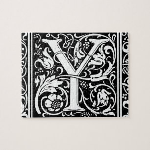 Letter Y Medieval Monogram Art Nouveau Puzzle