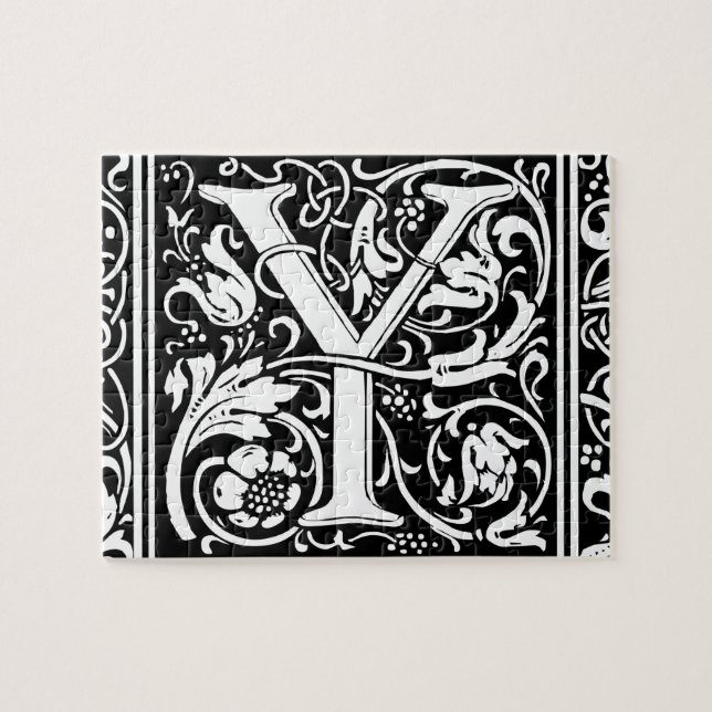 Letter Y Medieval Monogram Art Nouveau Puzzle (Horizontal)