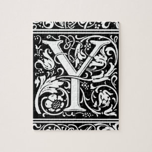 Letter Y Medieval Monogram Art Nouveau Puzzle
