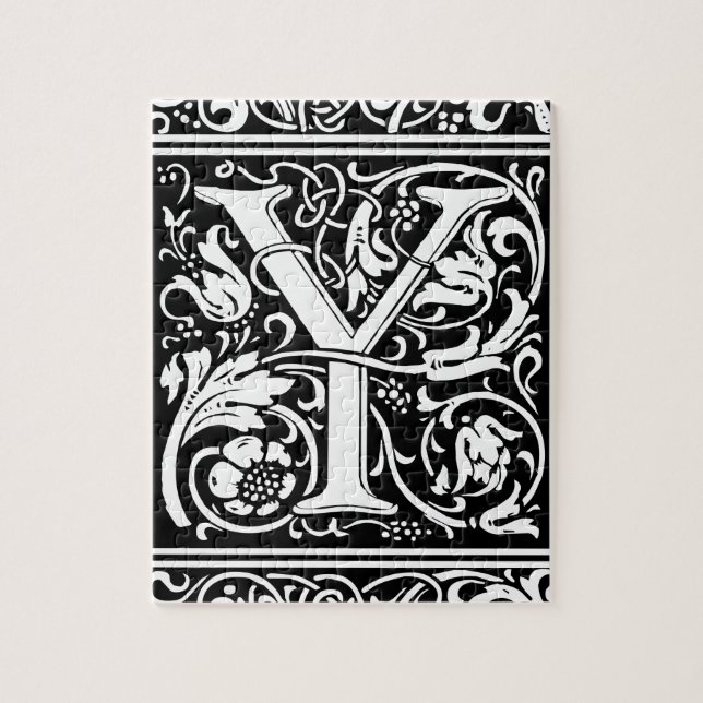 Letter Y Medieval Monogram Art Nouveau Puzzle (Vertikal)