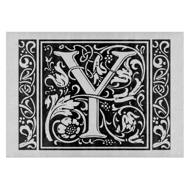 Letter Y Medieval Monogram Art Nouveau Schneidebrett (Vorderseite)