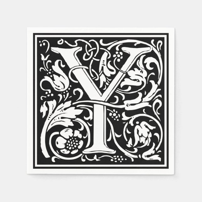 Letter Y Medieval Monogram Art Nouveau Serviette (Vorderseite)