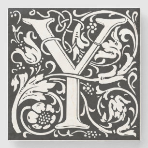 Letter Y Medieval Monogram Art Nouveau Steinuntersetzer