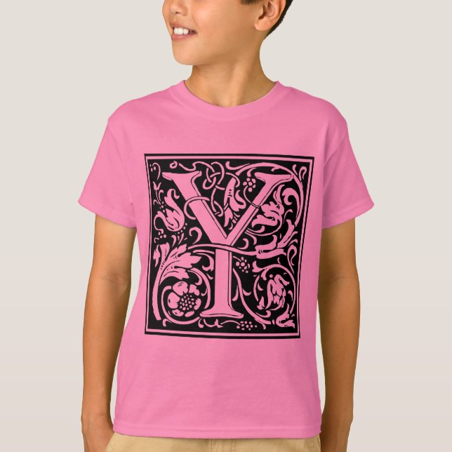 Letter Y Medieval Monogram Art Nouveau T-Shirt (Vorderseite)
