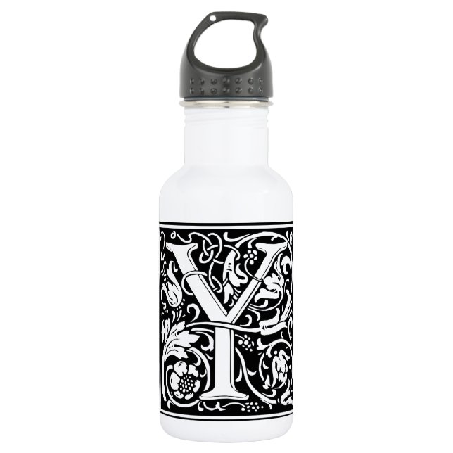 Letter Y Medieval Monogram Art Nouveau Trinkflasche (Vorderseite)