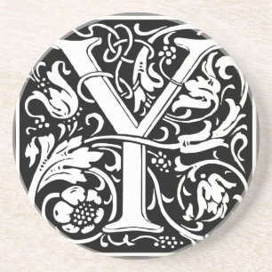 Letter Y Medieval Monogram Vintage Initial Sandstein Untersetzer