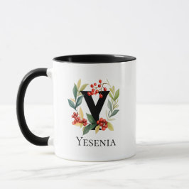 Letter Y Monogram Ursprünglicher Berry Wreath Tasse