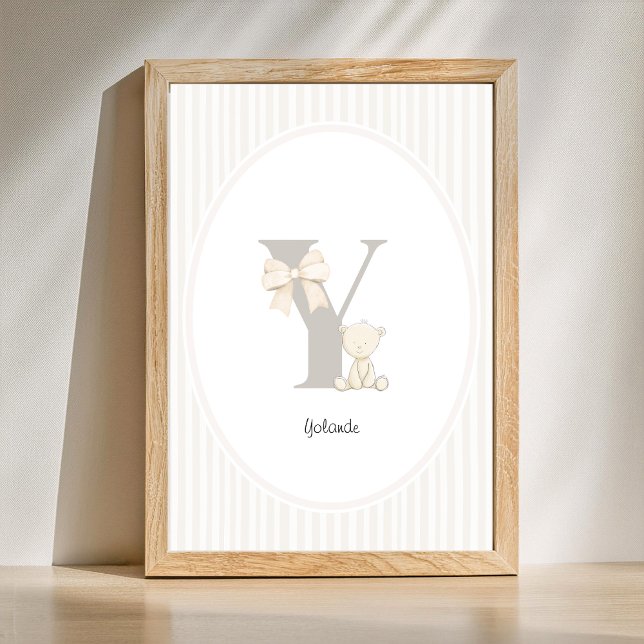 Letter Y Nursery Wall Art - Custom Baby Name Print Poster (Letter Y Nursery Wall Art - Custom Baby Name Print)