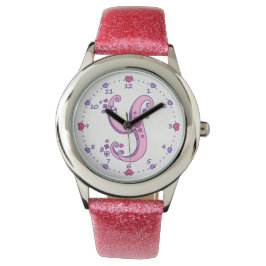 Letter Y pink monogram personalisiert Girls sehen Armbanduhr