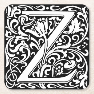 Letter Z art nouveau schwarz-weiß Tile Rechteckiger Pappuntersetzer