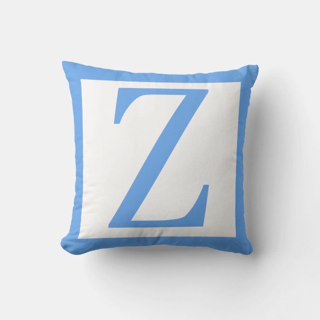 Letter Z Baby Blue Border Kissen (Vorderseite)