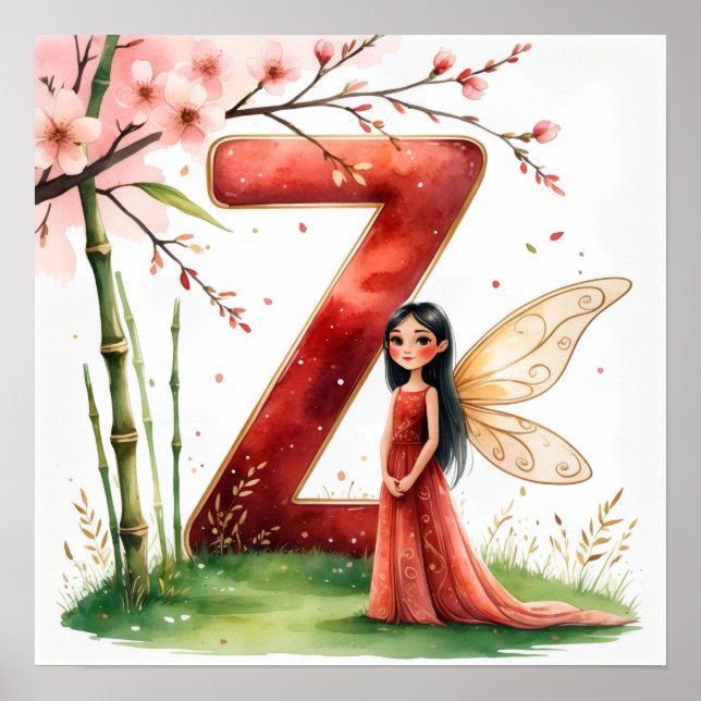 Letter Z Bamboo Fairy Poster -Chinese Alphabet Art (Vorne)