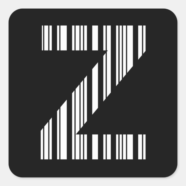 LETTER Z BAR CODE Erstes erstes Barcode-Muster Quadratischer Aufkleber (Vorderseite)
