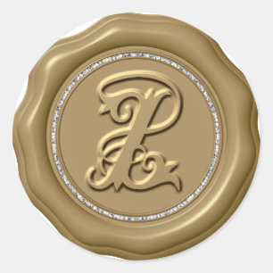 *~* Letter Z Diamond Circle GOLD Wax Siegel Sticke Runder Aufkleber
