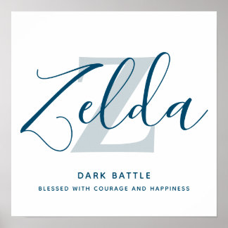 Letter Z elda Name bedeutet blauer, grau Text benu Poster
