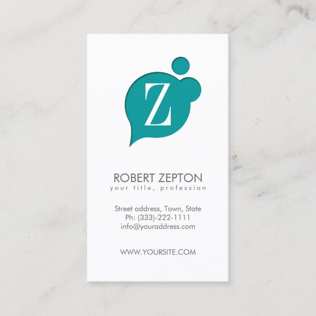 Letter Z Electric Cloud Monogram Business Card Visitenkarte (Vorderseite)