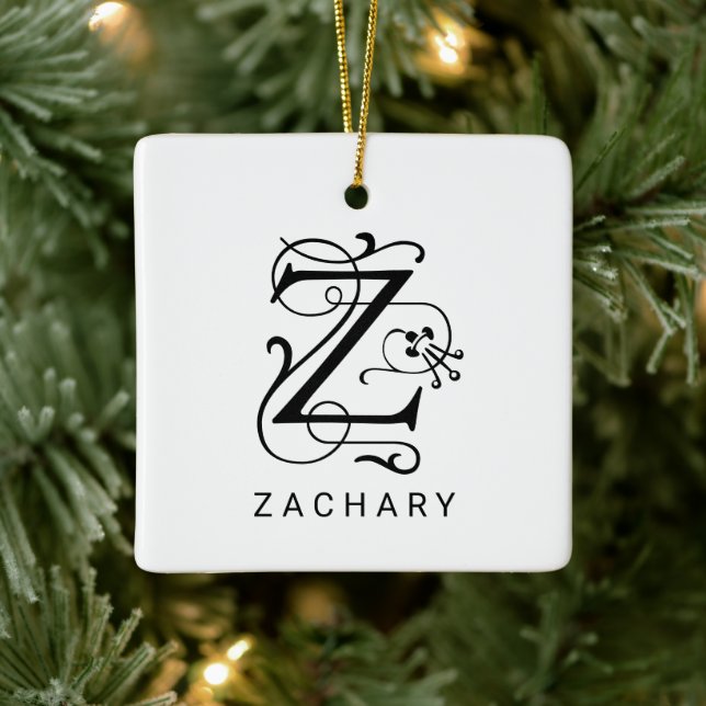 Letter Z Elegant Monogram Christmas Ornament (Baum)