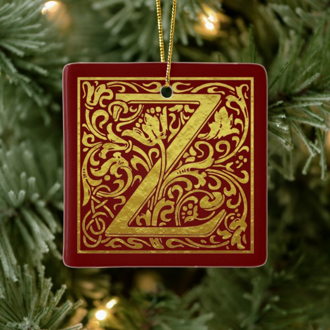Letter Z First Letter Imitate Gold Red Keramikornament (Baum)