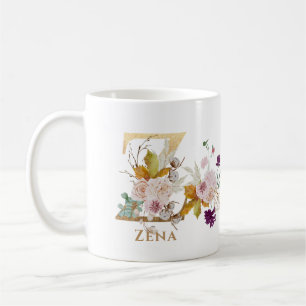 Letter Z - Gold Floral Name Schwesterkollege Freun Kaffeetasse
