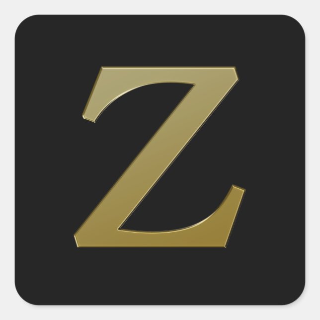 Letter Z Gold Square Sticker (Vorderseite)