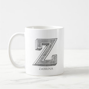 Letter Z Gray Monogram Modern Name Kaffeetasse