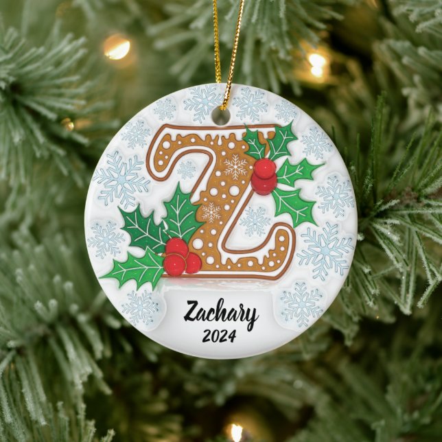 Letter Z Individuelle Name Monogram Christmas Keramik Ornament (Baum)