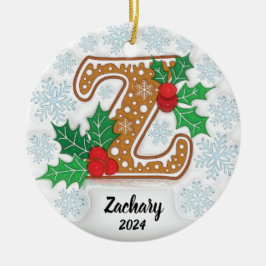 Letter Z Individuelle Name Monogram Christmas Keramik Ornament