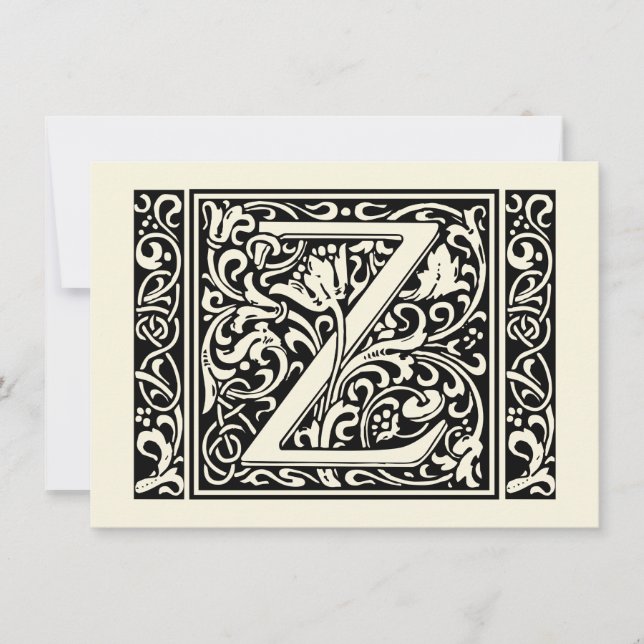 Letter Z Medieval Monogram Art Nouveau Einladung (Vorderseite)