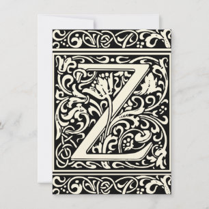 Letter Z Medieval Monogram Art Nouveau Einladung