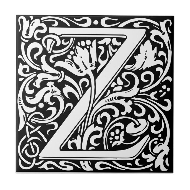 Letter Z Medieval Monogram Art Nouveau Fliese (Vorderseite)