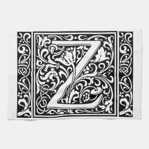 Letter Z Medieval Monogram Art Nouveau Geschirrtuch