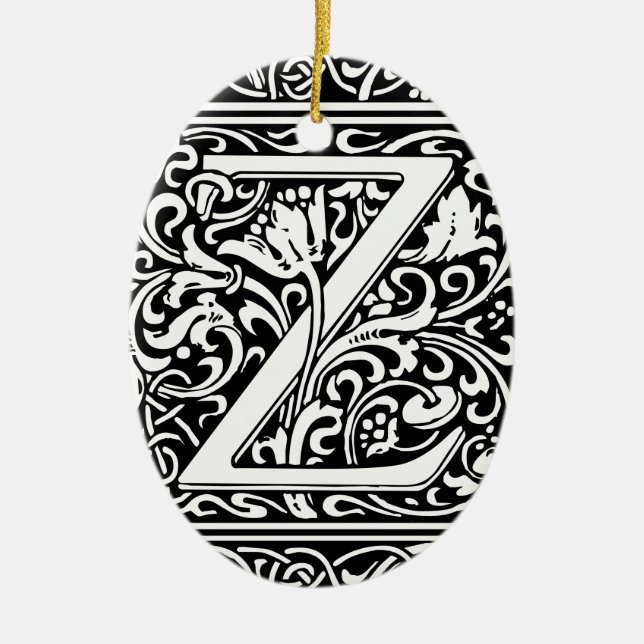 Letter Z Medieval Monogram Art Nouveau Keramik Ornament (Vorne)
