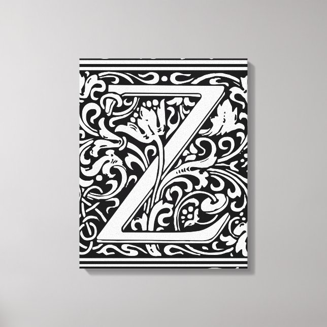 Letter Z Medieval Monogram Art Nouveau Leinwanddruck (Vorderseite)