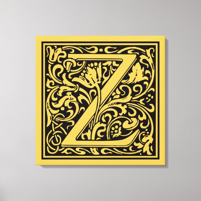Letter Z Medieval Monogram Art Nouveau Leinwanddruck (Vorderseite)