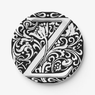 Letter Z Medieval Monogram Art Nouveau Pappteller