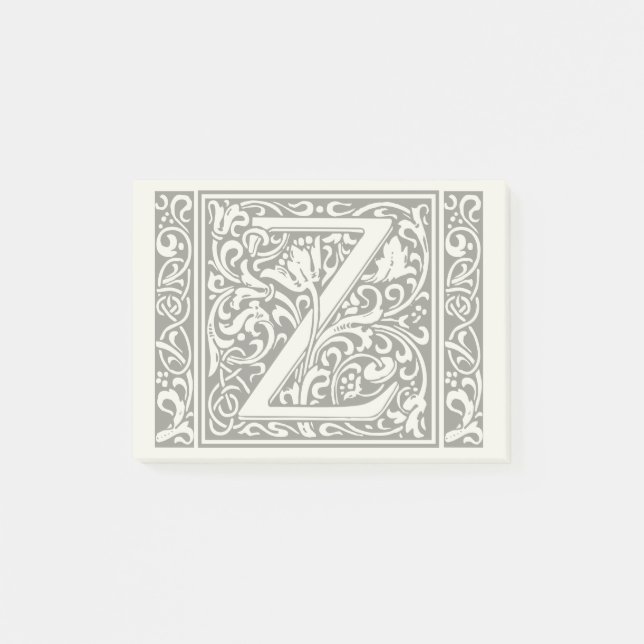 Letter Z Medieval Monogram Art Nouveau Post-it Klebezettel (Vorderseite)
