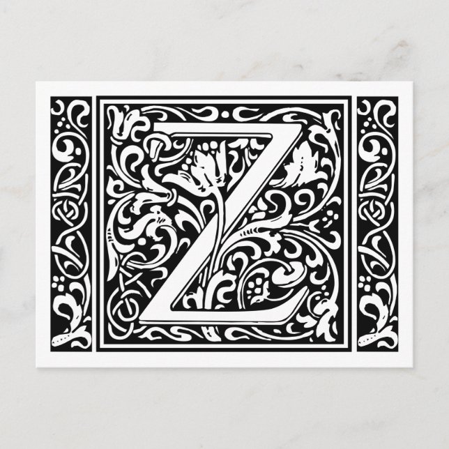 Letter Z Medieval Monogram Art Nouveau Postkarte (Vorderseite)