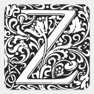 Letter Z Medieval Monogram Art Nouveau Quadratischer Aufkleber